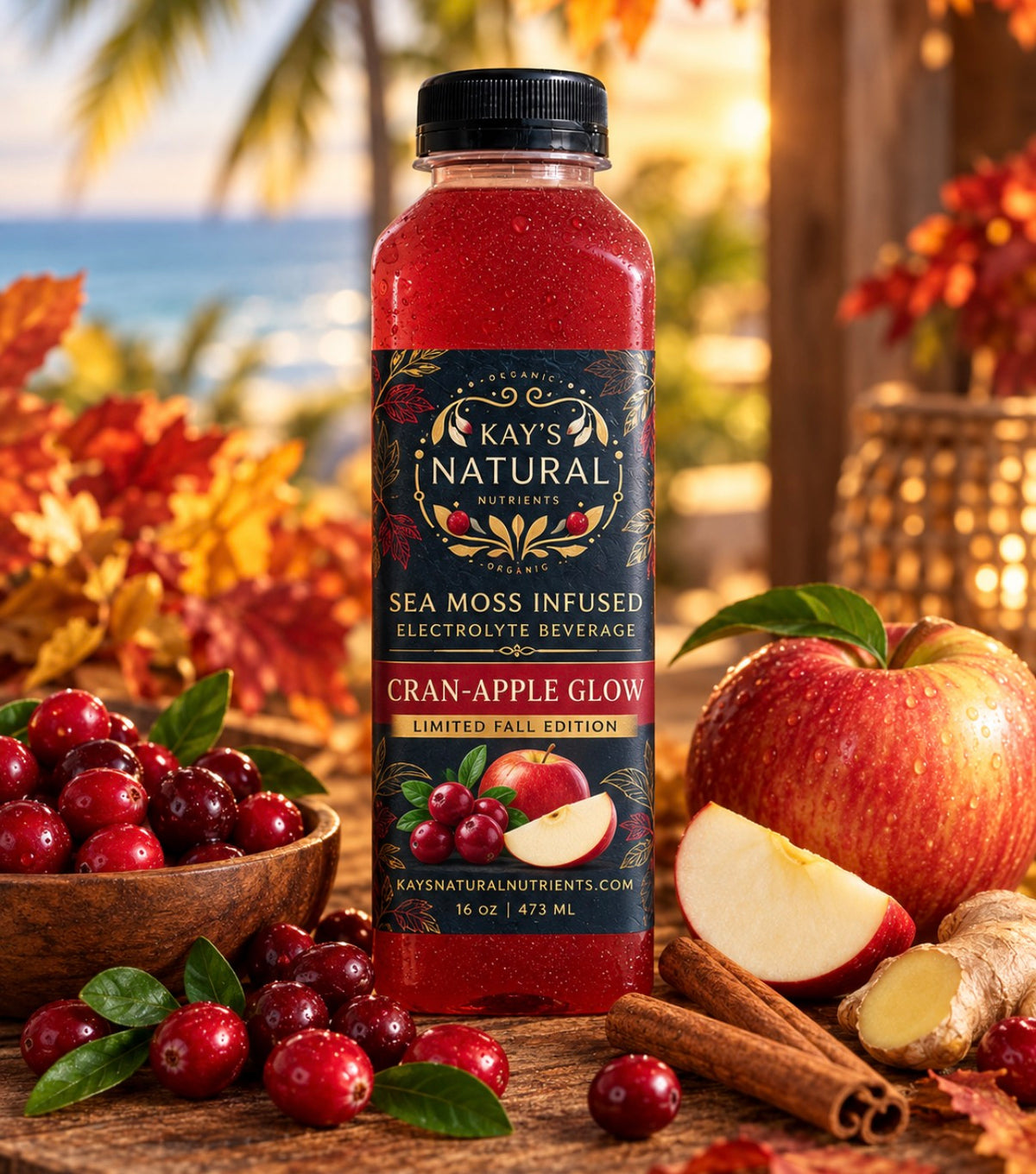 Cran-Apple Glow Sea Moss-Infused Electrolyte Beverage – Limited Fall Edition | 16 oz